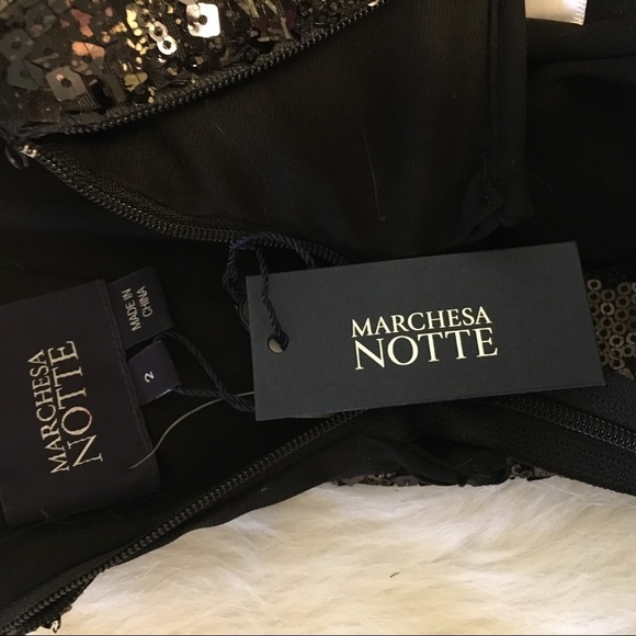 nwt Marchesa Notte Strapless Sequin Gown Formal Mermaid Dress Black Gold Size 2 - Picture 7 of 17